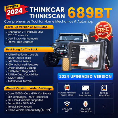 🔧 THINKCAR Thinkscan Plus S7/S6/S4 OBD2 Scanner – Outil de Diagnostic Auto, Réinitialisation de 28 Codes, Diagnostic Complet Voiture - GoDiscount