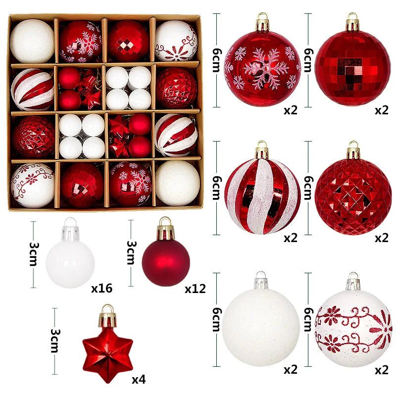 44Pcs 3/6CM Christmas Ball Christmas Tree Decoration Ornaments for Home Decor Halloween New Year Navidad Pendant Ball Accessory - GoDiscount