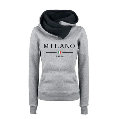 ⭐ Hoodie Femme Automne/Hiver – Sweat Casual Premium Imprimé Milan, Chaud & Confortable - GoDiscount