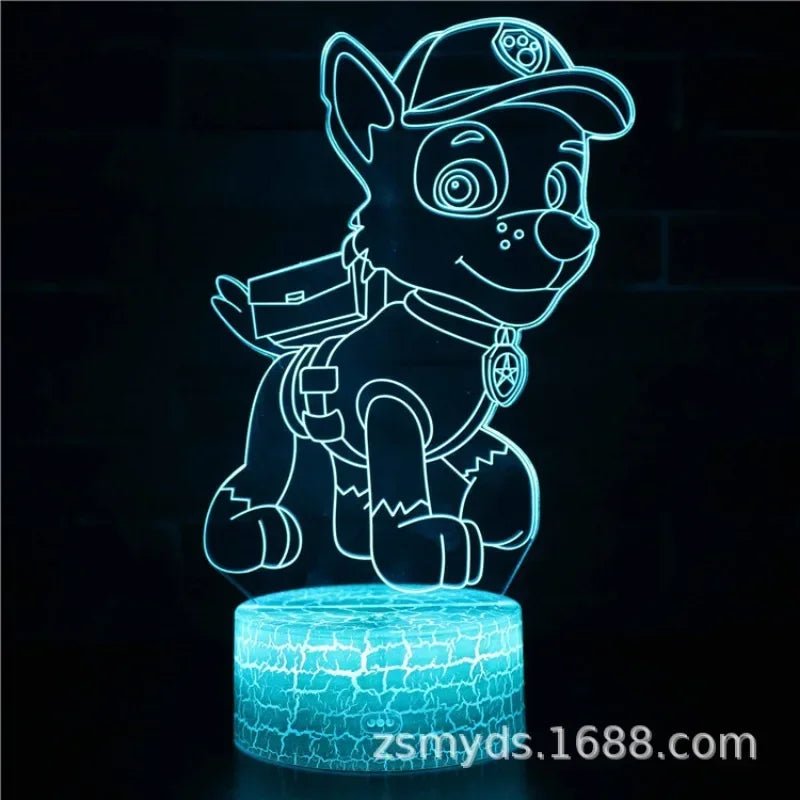 ⭐ Lampe 3D LED Paw Patrol – Chase, Marshall & Rocky | Veilleuse Enfants, Décoration Chambre, Lumière de Table - GoDiscount