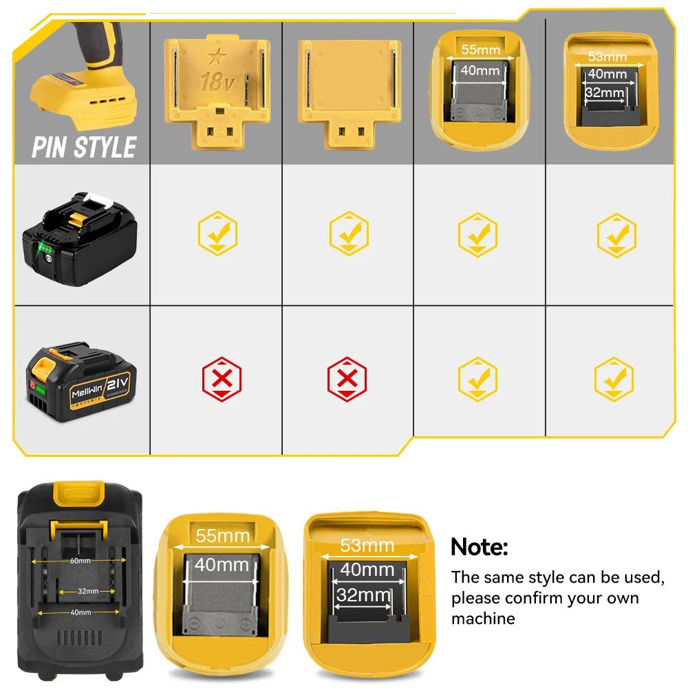 MELLWIN 800W Brushless Electric Wrench Set 3 - IN - 1 Cordless Electirc Drill/Screwdriver/Impact Wrench For Makita 18V Battery Pin - GoDiscount