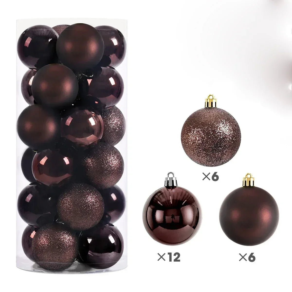 24Pcs 3/4/6CM Christmas Balls Big Ball Christmas Tree Pendant Ornaments for Party Decor 2025 New Year Navidad Gifts Accessory - GoDiscount