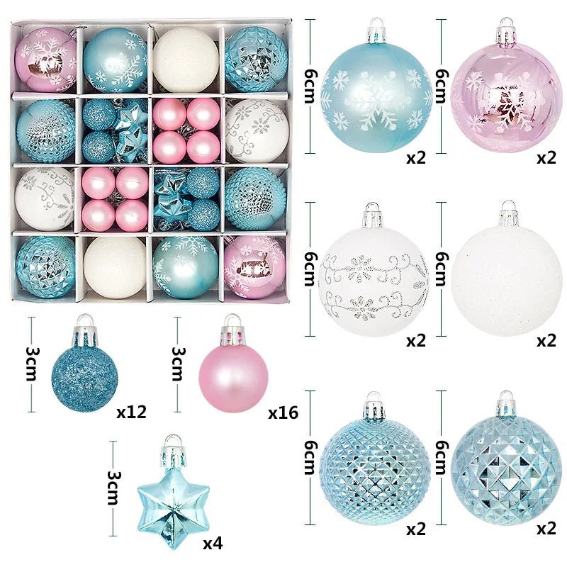 44Pcs 3/6CM Christmas Ball Christmas Tree Decoration Ornaments for Home Decor Halloween New Year Navidad Pendant Ball Accessory - GoDiscount