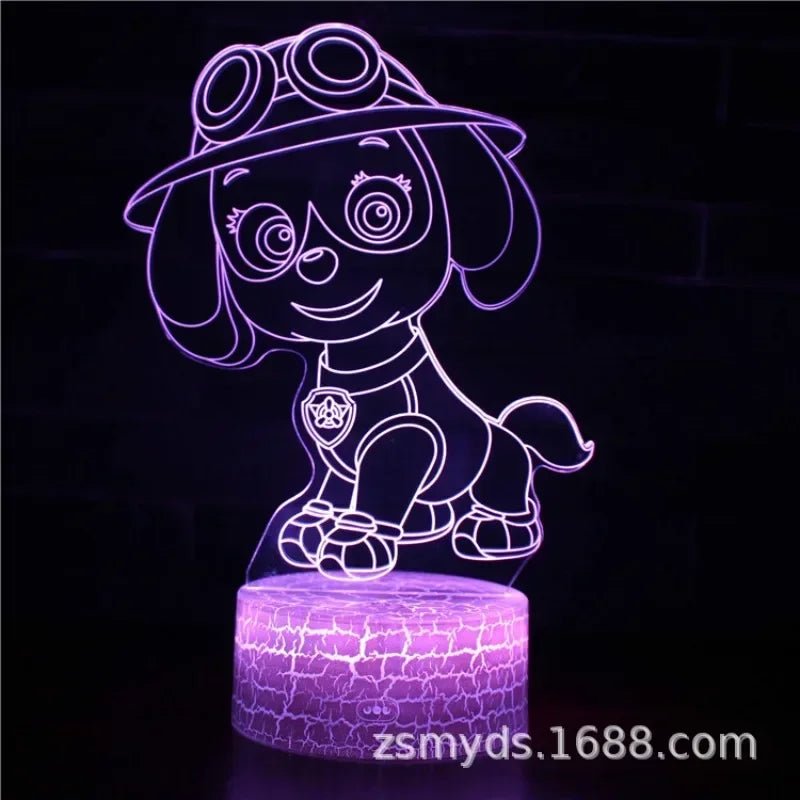⭐ Lampe 3D LED Paw Patrol – Chase, Marshall & Rocky | Veilleuse Enfants, Décoration Chambre, Lumière de Table - GoDiscount