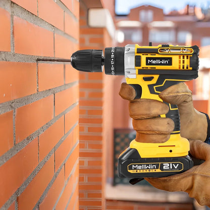 MELLWIN 25+3 Torque Cordless Electric Impact Drill Set Multipurpose Electric Screwdriver Tool Sets For Makita 18V Battery Pin - GoDiscount