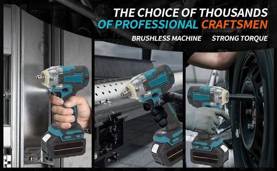 1200N.m High Torque Brushless Electric Impact Wrench 1/2 inch Cordless Screwdriver Drill Set Power Tools For Makita 18V Battery - GoDiscount