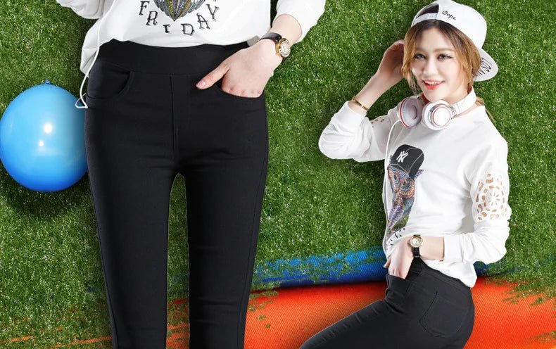 Pantalon Femme Chic – Pantalon Droit Uni, Élastique et Stretch, Pantalon Crayon Élégant pour Bureau, Casual et Estival - GoDiscount