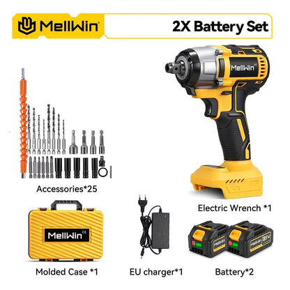 MELLWIN 800W Brushless Electric Wrench Set 3 - IN - 1 Cordless Electirc Drill/Screwdriver/Impact Wrench For Makita 18V Battery Pin - GoDiscount