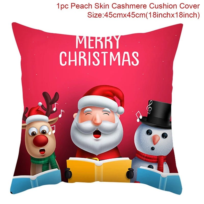 Christmas Cushion Cover Decoration Home Santa Decorations Gift Navidad Happy New Year 2022 - GoDiscount