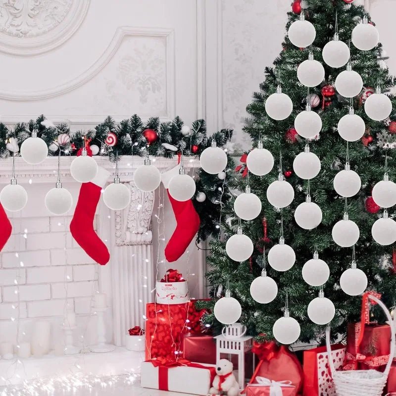 6cm Wine Red Velvet Christmas Balls for Xmas Tree Flocked Xmas Ball Hanging Pendents Navidad Festival Party Home Decor Supplies - GoDiscount