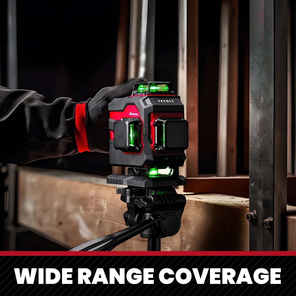 🟢🔭 Niveau Laser 3D 360° – YEVOLT YVGLL4XS16 • 4 Plans • 16 Lignes • Auto - Nivelant Pro - GoDiscount