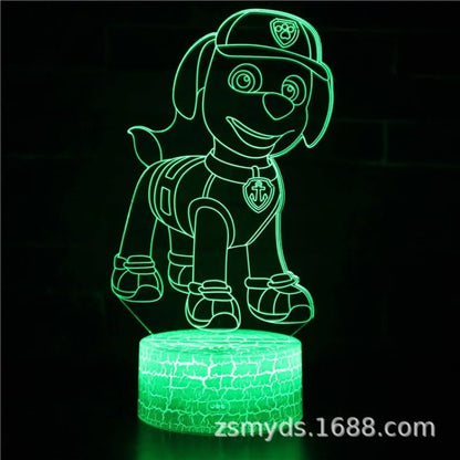 ⭐ Lampe 3D LED Paw Patrol – Chase, Marshall & Rocky | Veilleuse Enfants, Décoration Chambre, Lumière de Table - GoDiscount