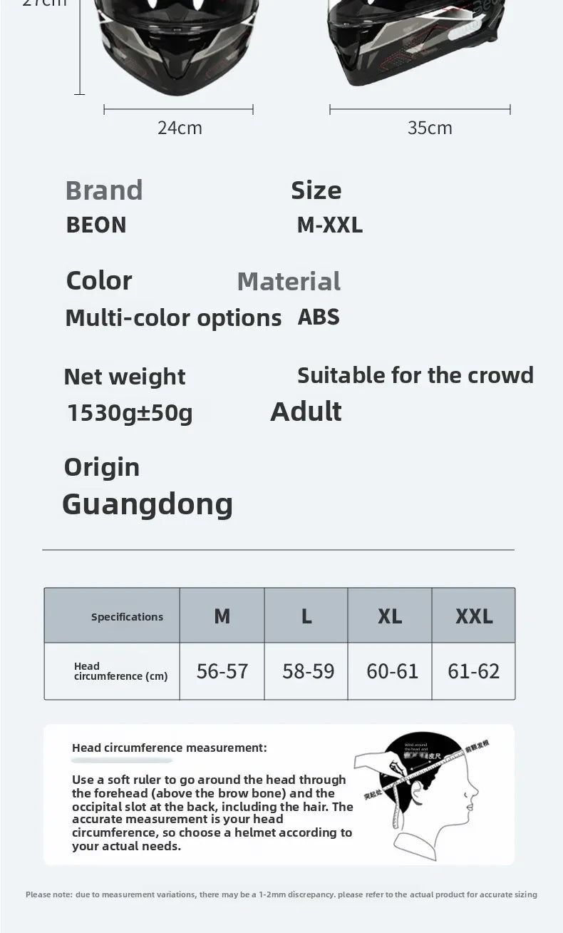 💨🛡️ Casque Moto Beon - 507 – Casque Full Face Racing, Certifié DOT/ECE | Pour Toute Saison - GoDiscount