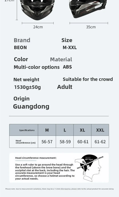 💨🛡️ Casque Moto Beon - 507 – Casque Full Face Racing, Certifié DOT/ECE | Pour Toute Saison - GoDiscount