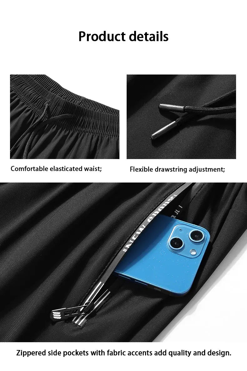 Pantalon de Running Homme – Pantalon de Sport à Séchage Rapide, Zippé, Pour Jogging, Fitness et Activités Extérieures - GoDiscount