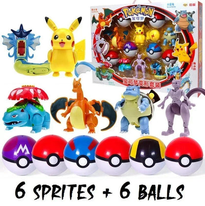 ⭐ Figurines Pokémon + Pokéball – Pikachu, Carapuce, Salamèche - GoDiscount
