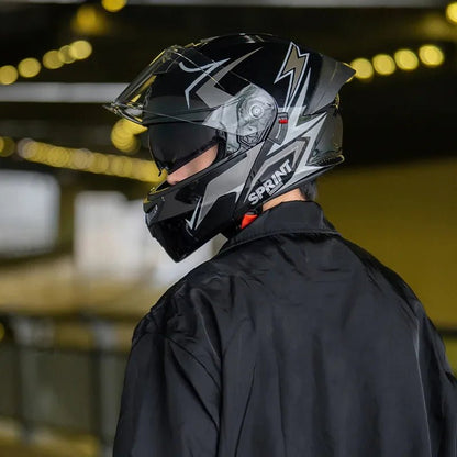 Casque Moto Modulaire Personnalisé – Double Lentille, Casque Intégral pour Homme et Femme, Motocross Racing - GoDiscount