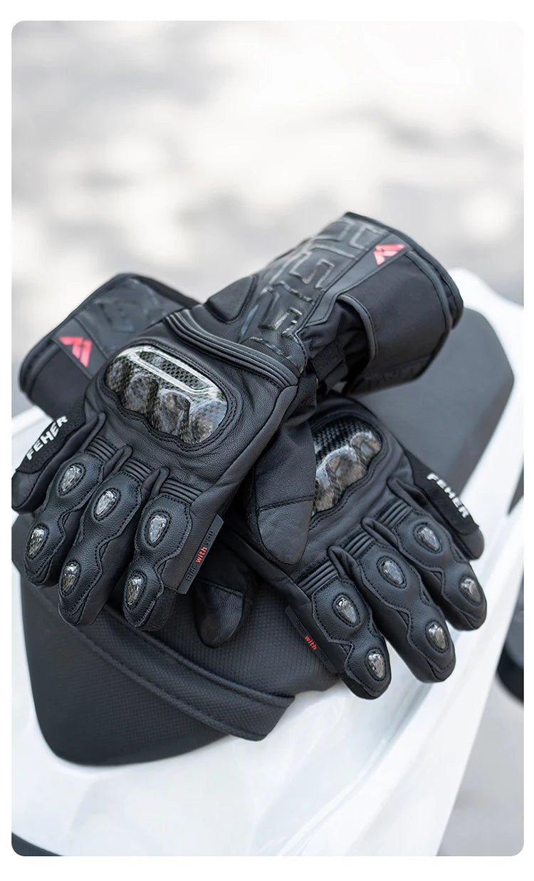🏍️❄️ Gants Moto Hiver – Cuir Dermal, Protection Carbone | Gants Étanches & Coupe - vent pour Riders - GoDiscount