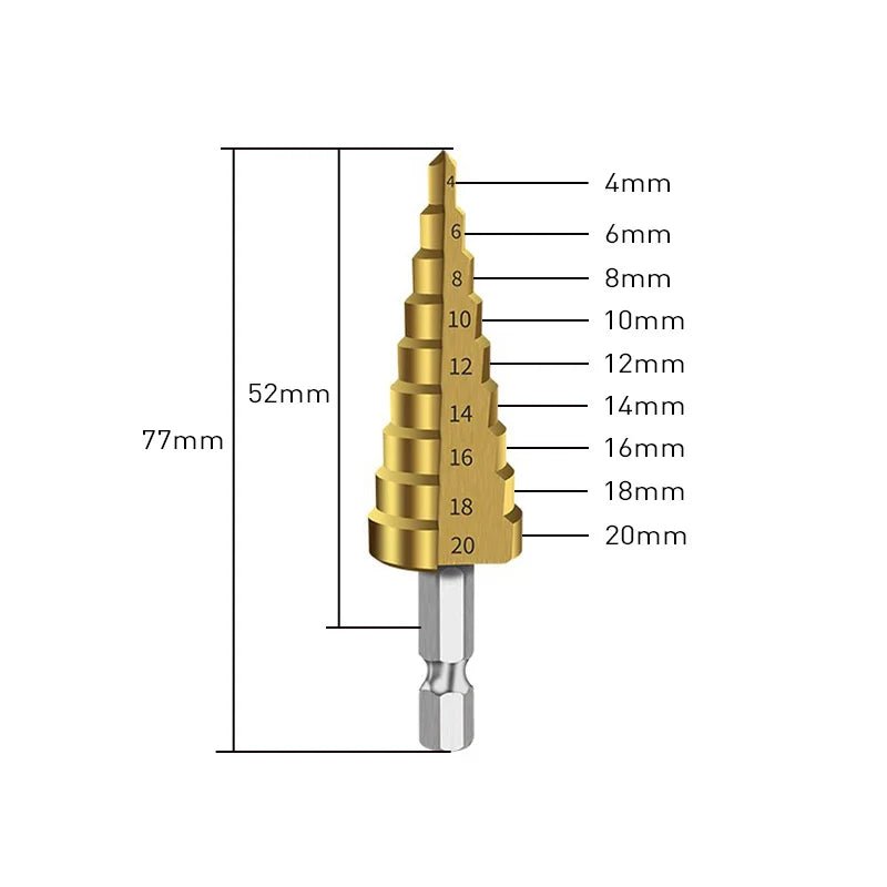 1️⃣ Forets Étagés HSS Titane – Perçage Ultra - Précis Bois & Métal (4–12 / 4–20 / 4–32 mm) - GoDiscount