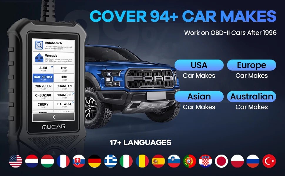 MUCAR CDE900/CDE900 PRO OBD2 Auto Diagnostic Tool car Scanner Tools full system 28 reset Code Reader Scan Tool 2+32G WIFI Update - GoDiscount