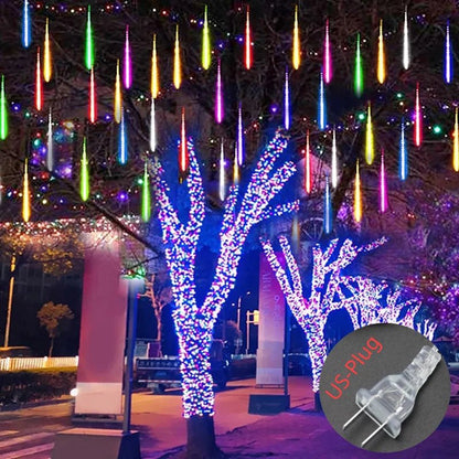Solar Meteor Shower Rain String Lights Waterproof Garden Light 8 Tubes Christmas Tree Holiday Party Wedding Holiday Decoration - GoDiscount