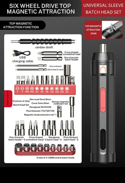 ⚡🔧 Tournevis Électrique Sans Fil – Rechargeable USB | Kit de Réparation Maison avec LED - GoDiscount