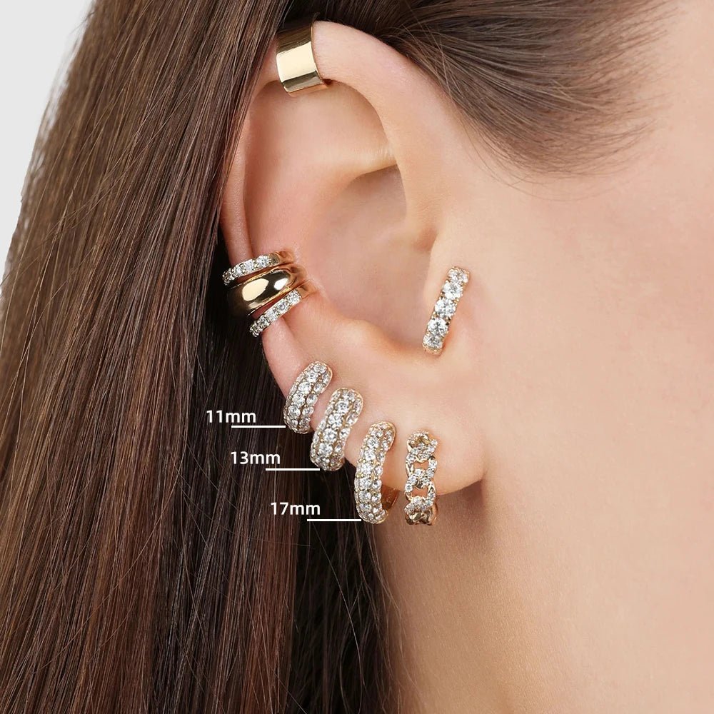 Boucles d'Oreilles Huggie Plaqué Or avec Zircon Cubique (CZ) – Créoles Fines pour Femmes, Piercing Cartilage, Boucles Minimalistes Rondes - GoDiscount