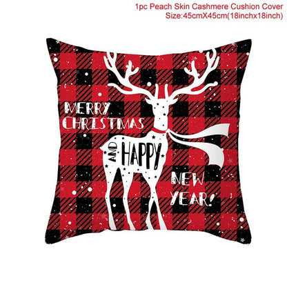 Christmas Cushion Cover Decoration Home Santa Decorations Gift Navidad Happy New Year 2022 - GoDiscount