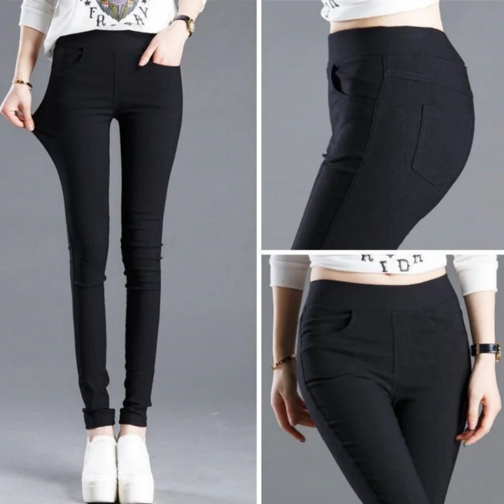 Pantalon Femme Chic – Pantalon Droit Uni, Élastique et Stretch, Pantalon Crayon Élégant pour Bureau, Casual et Estival - GoDiscount