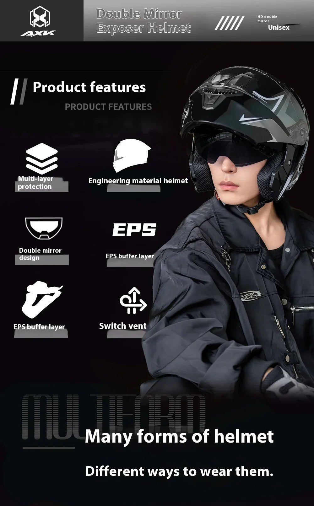 Casque Moto Modulaire Personnalisé – Double Lentille, Casque Intégral pour Homme et Femme, Motocross Racing - GoDiscount