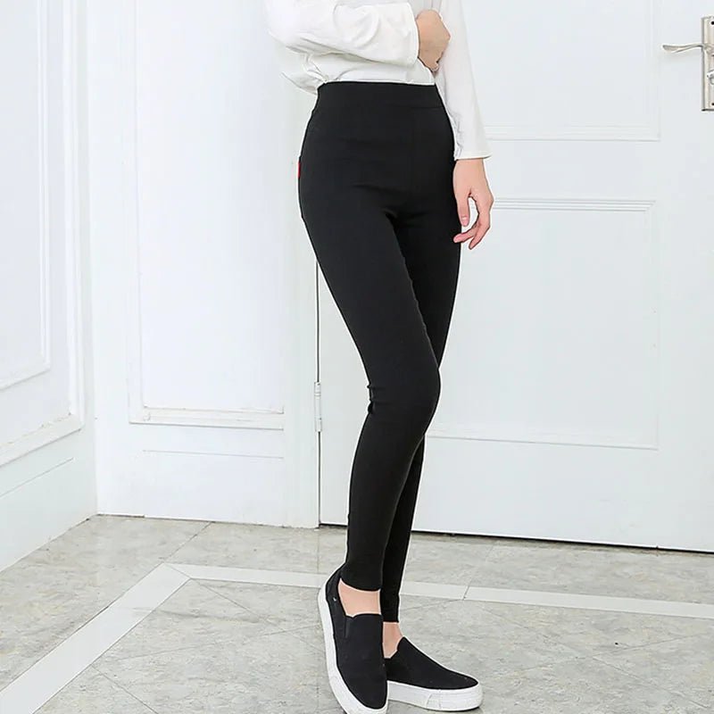 Pantalon Crayon Noir Femme 2025 – Style Coréen, Stretch Ajusté, Élégant & Confortable – Jean Taille Haute Longueur Cheville - GoDiscount