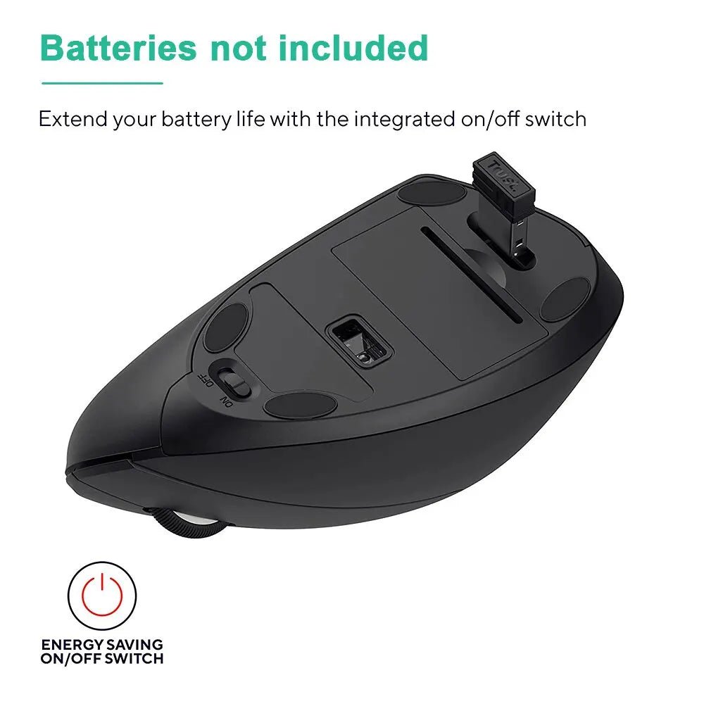 Souris Ergonomique Sans Fil 2.4GHz – 6 Boutons, DPI 800/1200/1600 pour PC & Ordinateur Portable - GoDiscount