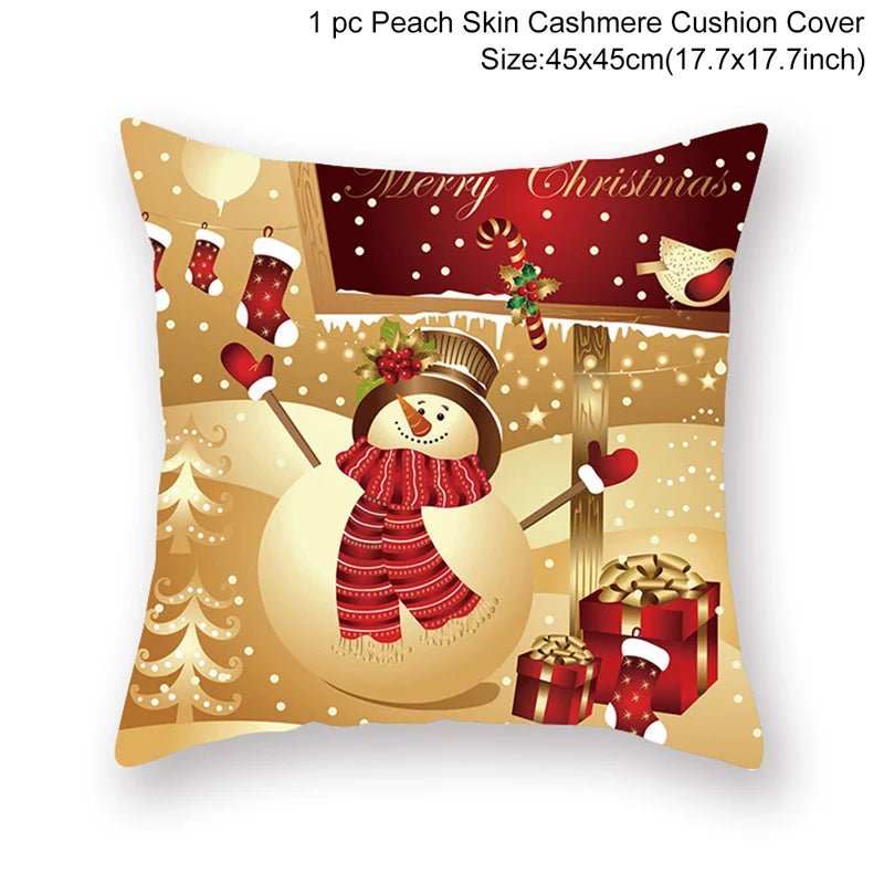 Christmas Cushion Cover Decoration Home Santa Decorations Gift Navidad Happy New Year 2022 - GoDiscount