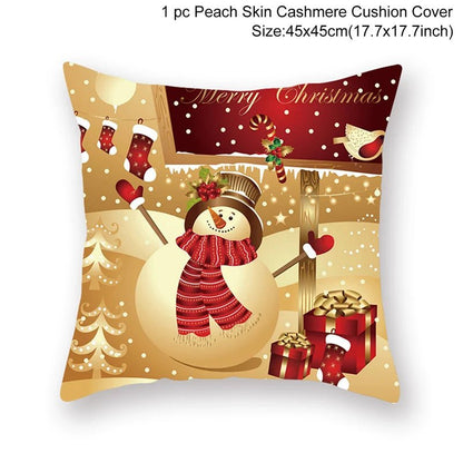 Christmas Cushion Cover Decoration Home Santa Decorations Gift Navidad Happy New Year 2022 - GoDiscount