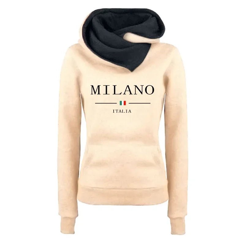 ⭐ Hoodie Femme Automne/Hiver – Sweat Casual Premium Imprimé Milan, Chaud & Confortable - GoDiscount