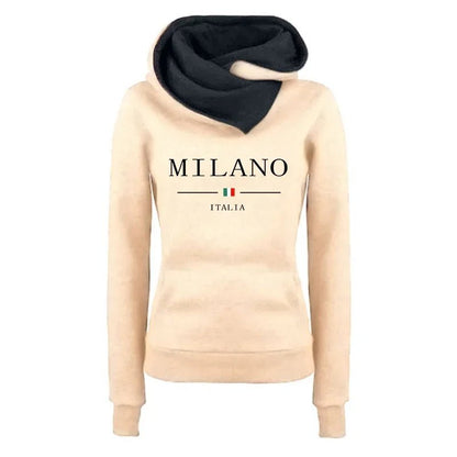 ⭐ Hoodie Femme Automne/Hiver – Sweat Casual Premium Imprimé Milan, Chaud & Confortable - GoDiscount