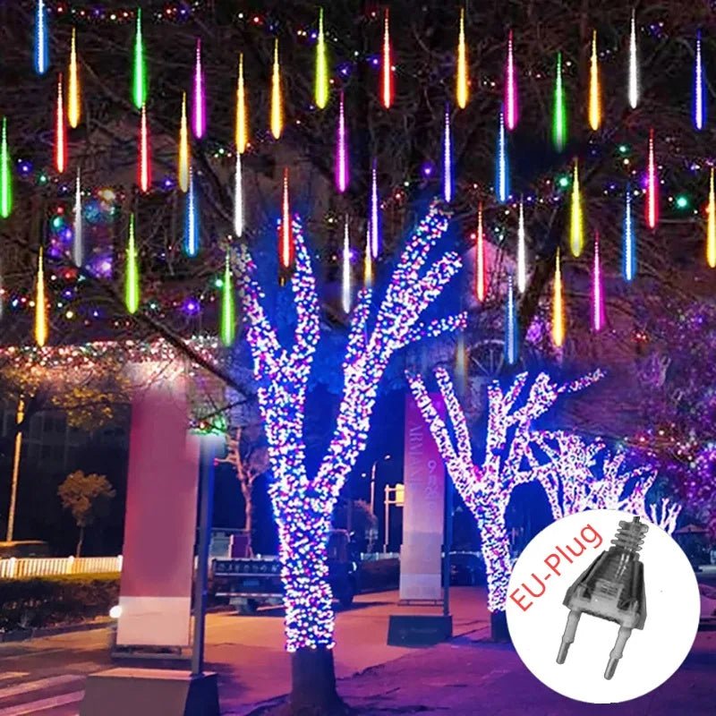 Solar Meteor Shower Rain String Lights Waterproof Garden Light 8 Tubes Christmas Tree Holiday Party Wedding Holiday Decoration - GoDiscount