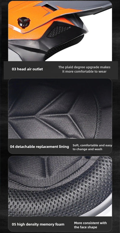 🏁🔥 Casque Moto Off - Road Orz DOT – Système de Sangle Rapide, Casque Racing avec Lunettes, Confort et Sécurité - GoDiscount