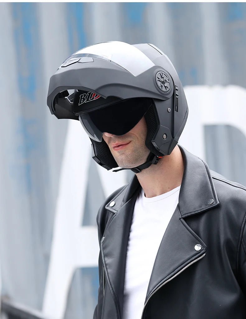 🏍️✨ Casque Moto Modulaire à Lentilles Doubles – Flip Up, Full Face | Motocross Racing Pour Hommes & Femmes - GoDiscount