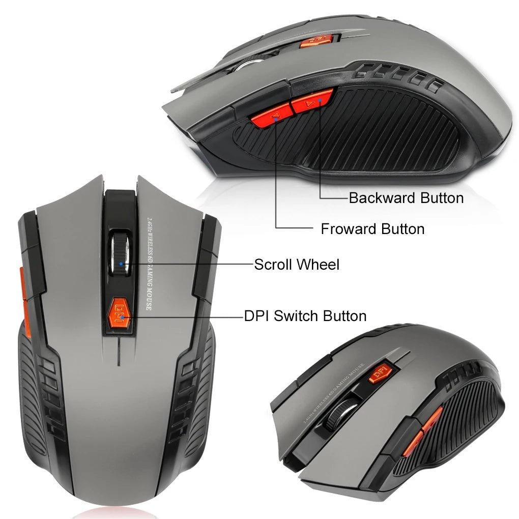 Souris Sans Fil 2.4G 1600DPI – Souris Optique Gamer 6 Boutons pour PC & Ordinateur Portable - GoDiscount