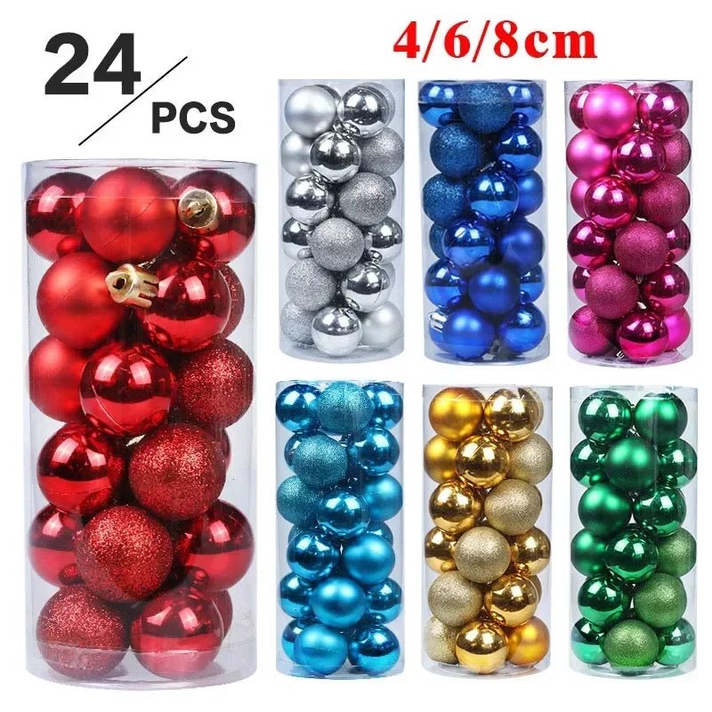 24Pcs 3/4/6CM Christmas Balls Big Ball Christmas Tree Pendant Ornaments for Party Decor 2025 New Year Navidad Gifts Accessory - GoDiscount