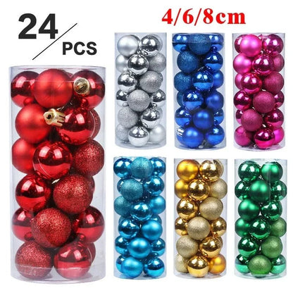 24Pcs 3/4/6CM Christmas Balls Big Ball Christmas Tree Pendant Ornaments for Party Decor 2025 New Year Navidad Gifts Accessory - GoDiscount