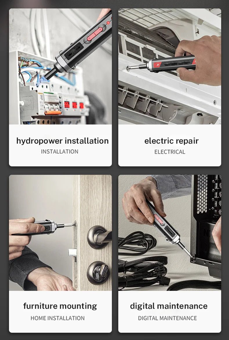 ⚡🔧 Tournevis Électrique Sans Fil – Rechargeable USB | Kit de Réparation Maison avec LED - GoDiscount