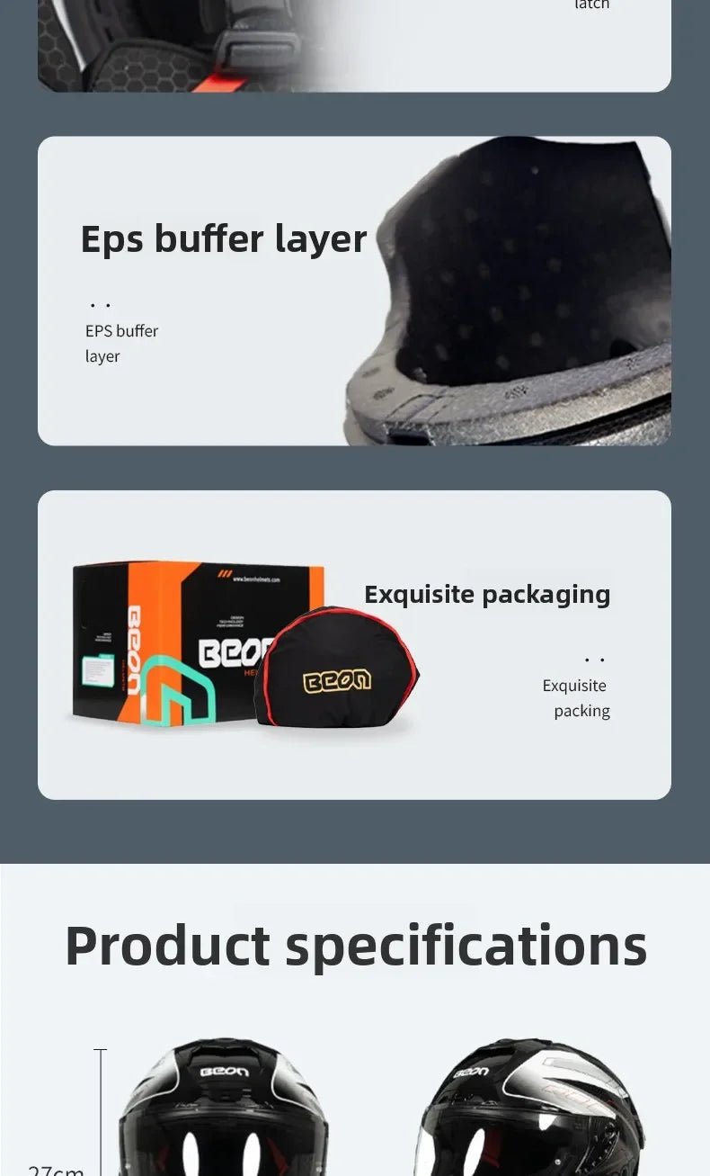 💨🛡️ Casque Moto Beon - 507 – Casque Full Face Racing, Certifié DOT/ECE | Pour Toute Saison - GoDiscount