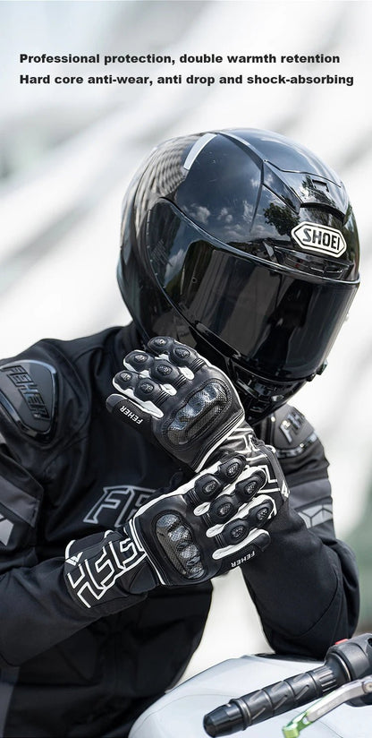 🏍️❄️ Gants Moto Hiver – Cuir Dermal, Protection Carbone | Gants Étanches & Coupe - vent pour Riders - GoDiscount