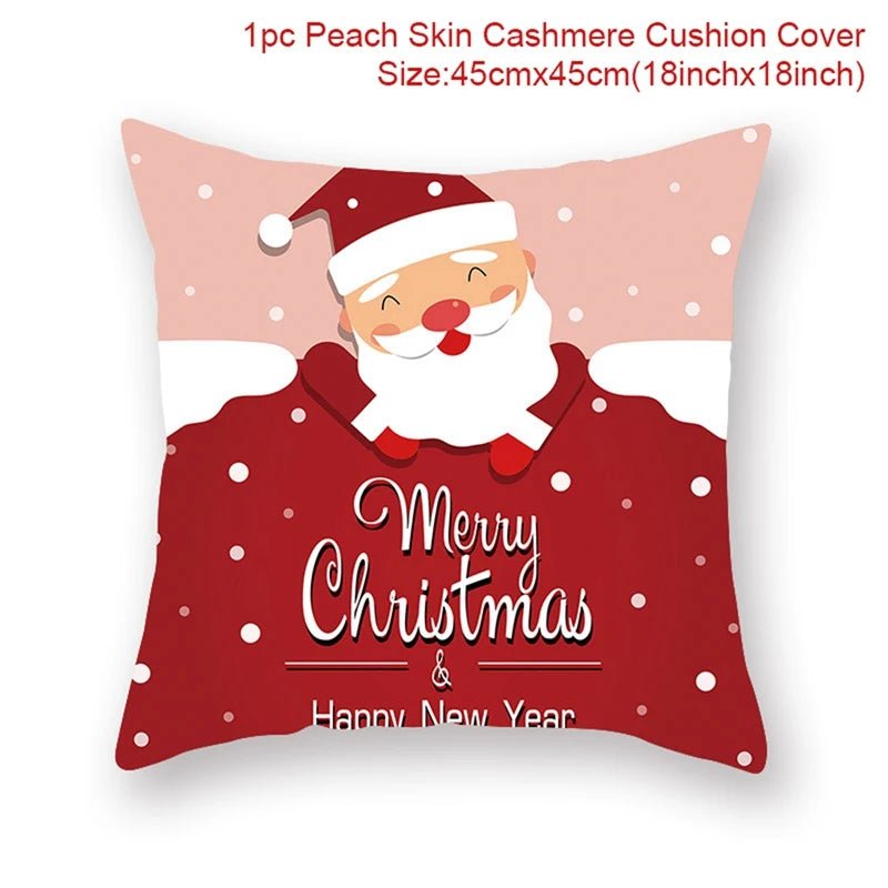 Christmas Cushion Cover Decoration Home Santa Decorations Gift Navidad Happy New Year 2022 - GoDiscount