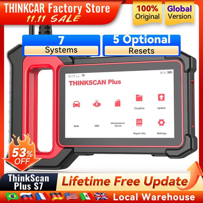 🔧 THINKCAR Thinkscan Plus S7/S6/S4 OBD2 Scanner – Outil de Diagnostic Auto, Réinitialisation de 28 Codes, Diagnostic Complet Voiture - GoDiscount