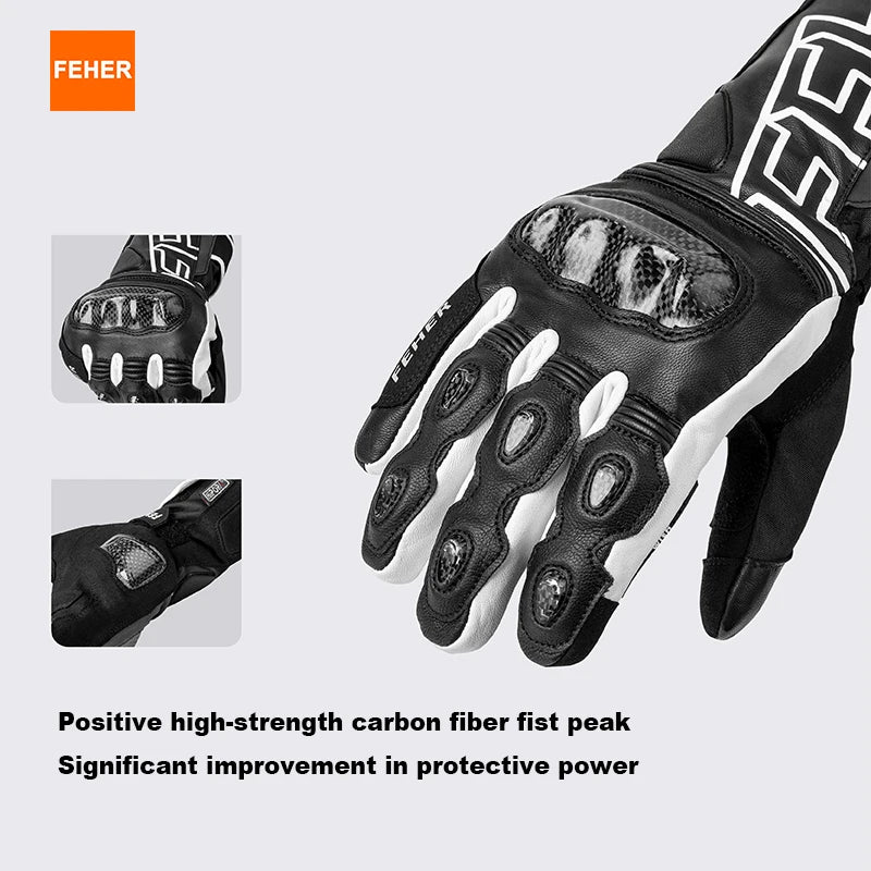 🏍️❄️ Gants Moto Hiver – Cuir Dermal, Protection Carbone | Gants Étanches & Coupe - vent pour Riders - GoDiscount