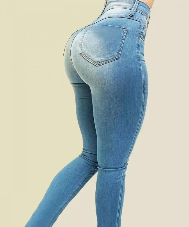 Jeans Femme Taille Haute – Denim Uni Sculptant, Coupe Streetwear et Affinante - GoDiscount