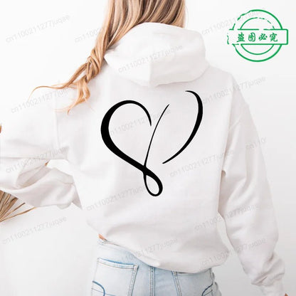 Love Heart Design Women Hoodie Ladies Casual Sweatshirt Love Heart Print Personalised Hoodie Autumn Winter Tracksuit Sportwear - GoDiscount